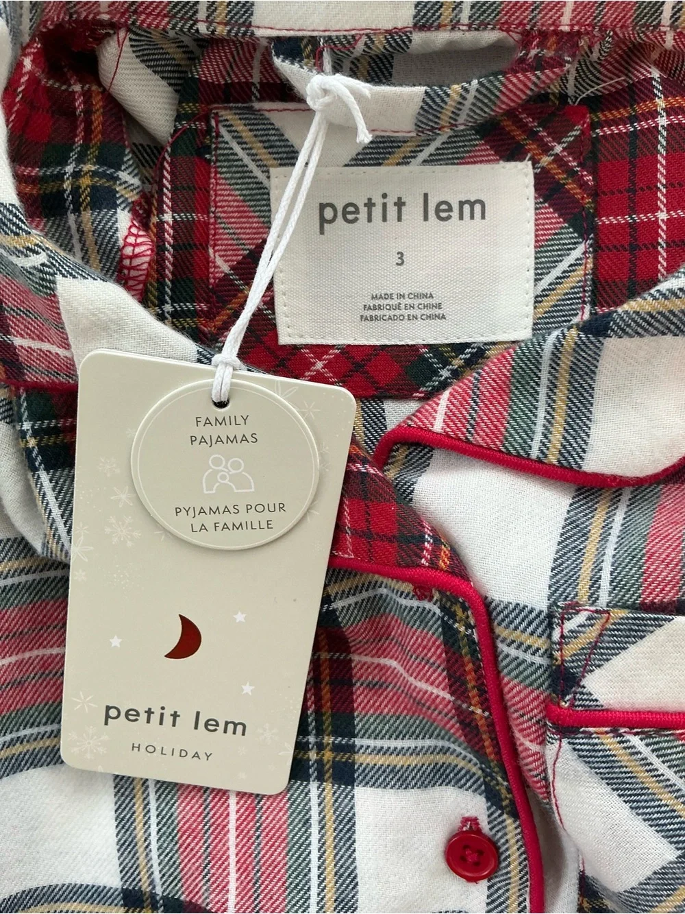 PETIT LEM Flannel Night Gown | Red Tartan Plaid